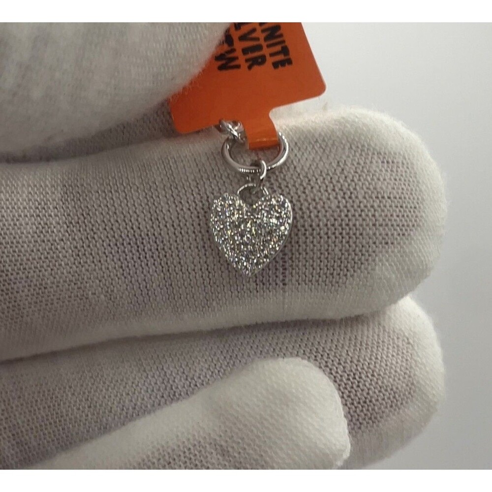 0.50ctw Moissanite Heart Charm Bracelet 925 Sterling Silver 6.5–8.5in Adjustable